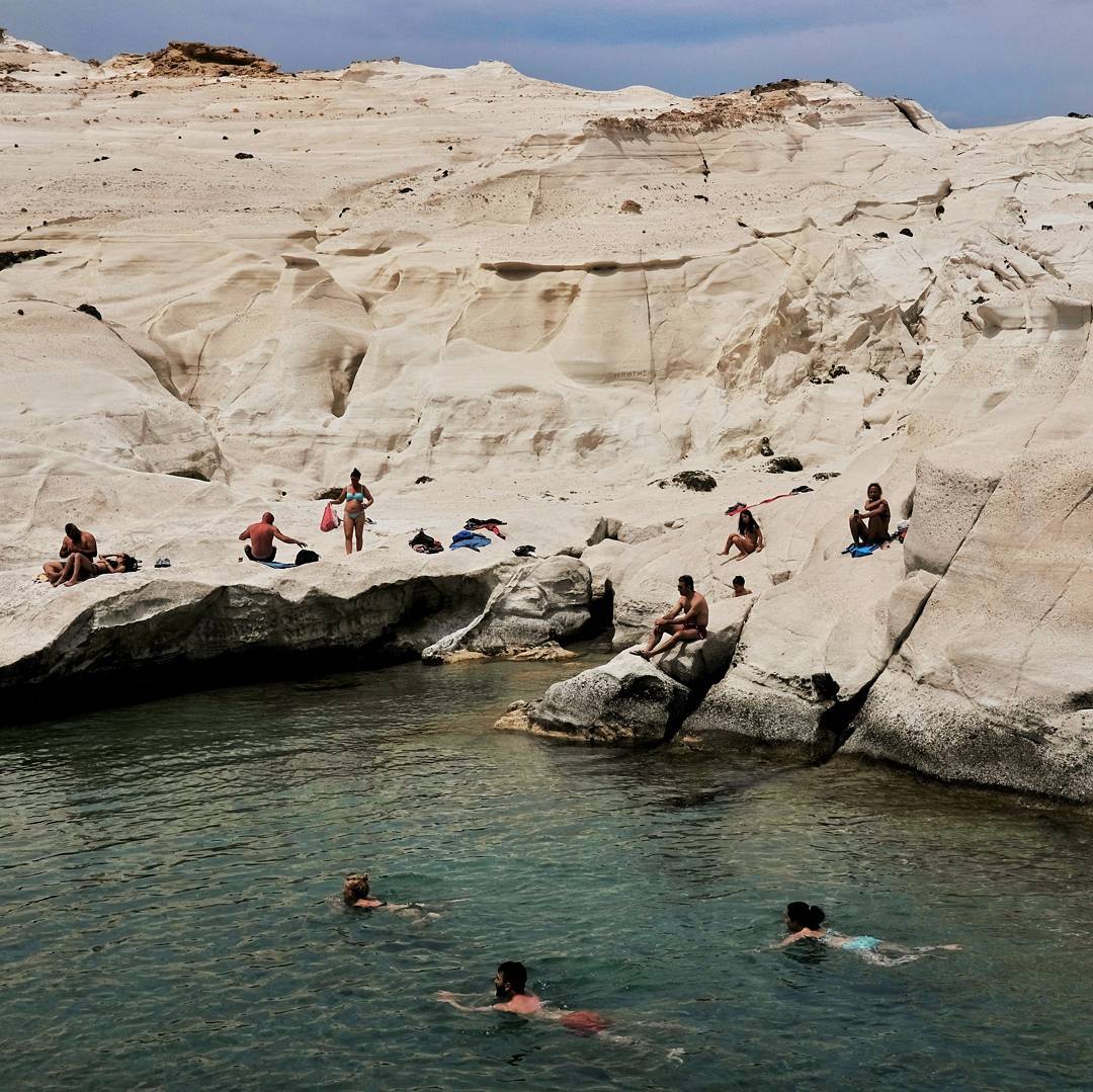 Swimmers in Sarakiniko Greece